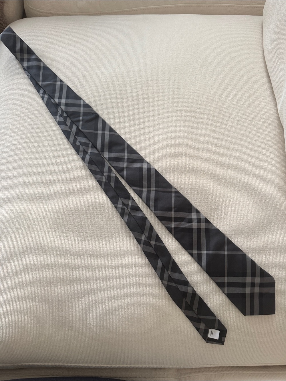 Burberry Black and Gray Plaid Silk Tie